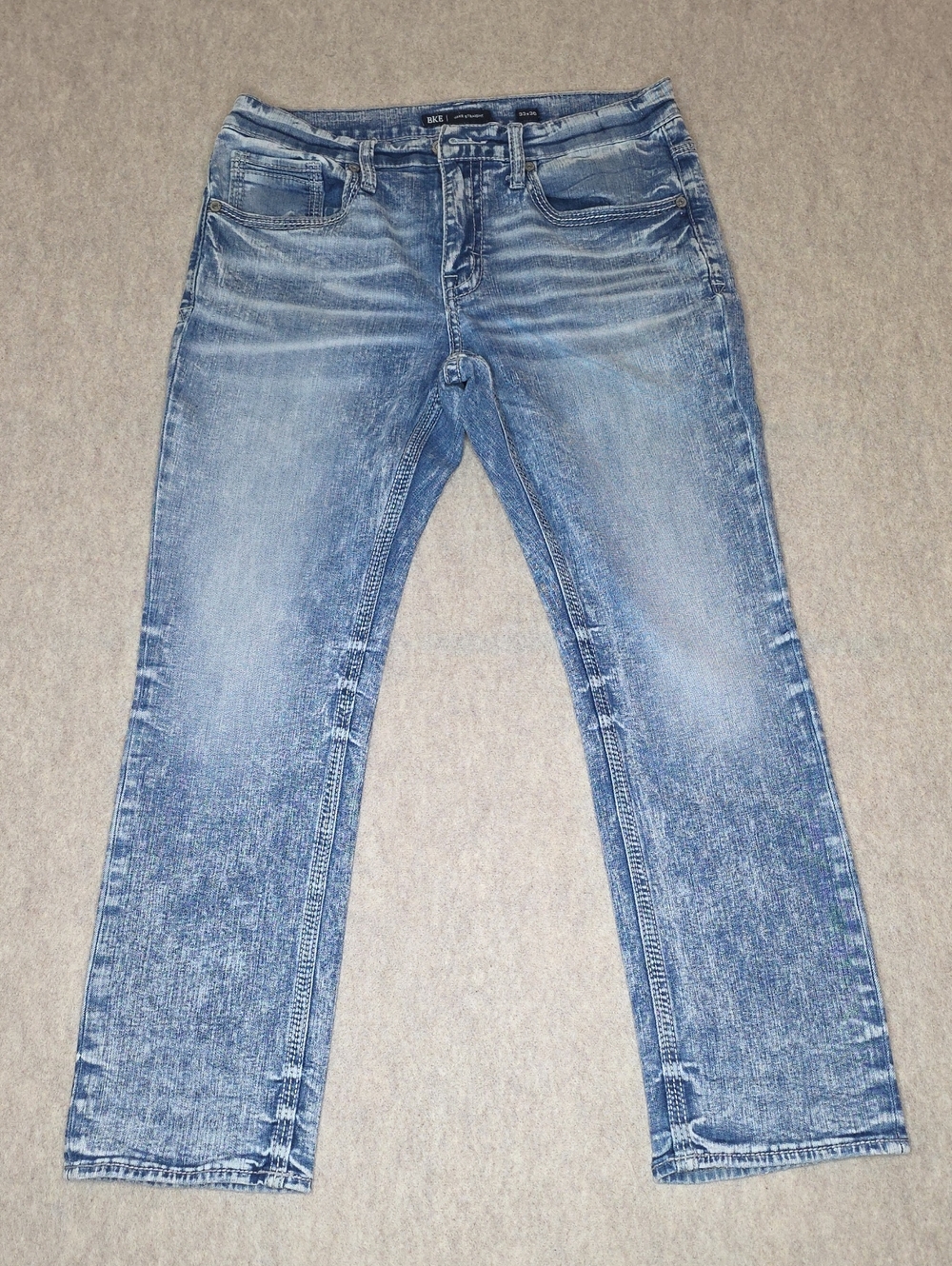 BKE Men's Light Blue Straight Jeans